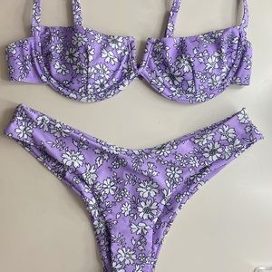 Purple floral bikini set